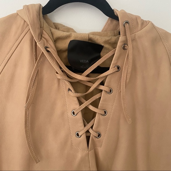 Veda Leather Hoodie - Picture 3 of 6